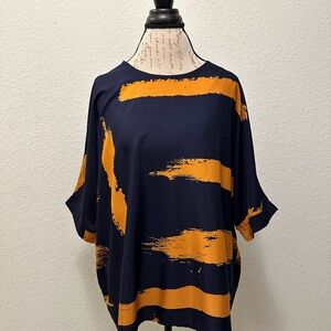 Navy and Bronze Women's Top
